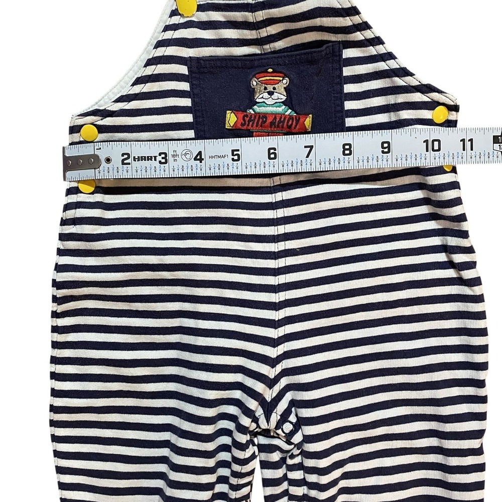 Vintage Gymboree Rainbow Tag Baby Nautical Stripe Ship Ahoy Overalls 6-12 Months - Picture 6 of 7